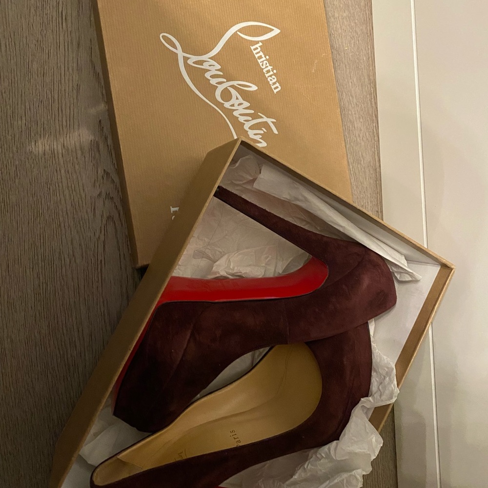 Christian Louboutin Bianca 140mm Purple Veau Velours Platform Pumps